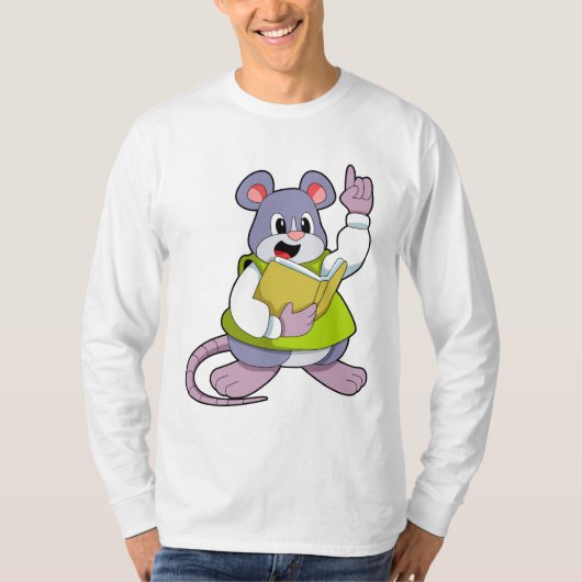 Muis als leraar met boek t-shirt (Voorkant)