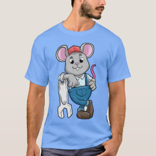 Muis als mechanisch met gereedschap en helm t-shirt