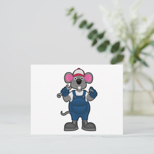 Muis als mechanisch met schroef en spananner briefkaart (Staand voorkant)