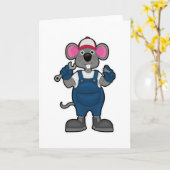 Muis als monteur met schroevendraaier en sleutel kaart (Gele Bloem)