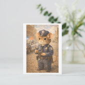 Muis als politieagent briefkaart (Staand voorkant)