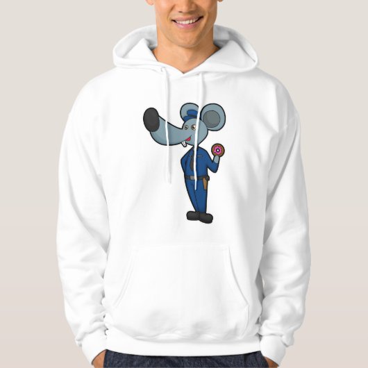 Muis als politieagent met donut hoodie (Voorkant)