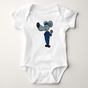 Muis als politieagent met donut romper