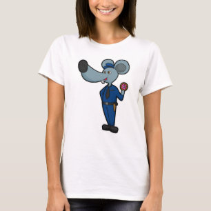 Muis als politieagent met donut t-shirt