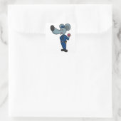 Muis als politieagent met donut vierkante sticker (Tas)