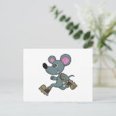 Muis als Runner met rugzak Briefkaart (Staand voorkant)
