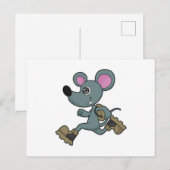 Muis als Runner met rugzak Briefkaart (Voorkant / Achterkant)