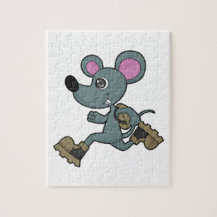 Muis als Runner met rugzak Legpuzzel