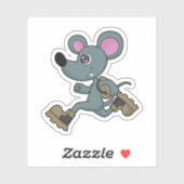 Muis als Runner met rugzak Sticker (Vel)