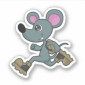 Muis als Runner met rugzak Sticker (Voorkant)