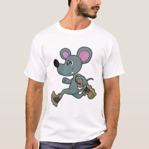 Muis als Runner met rugzak T-shirt
