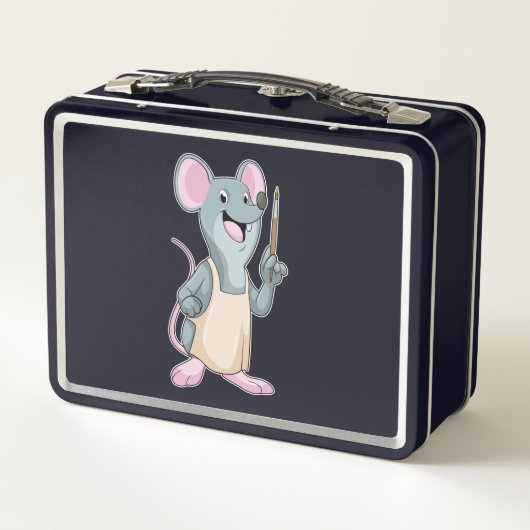 Muis als Schilder met penseel van verf (Achterkant)