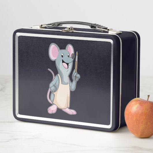 Muis als Schilder met penseel van verf (In situ)