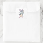 Muis als Schilder met penseel van verf Vierkante Sticker (Tas)