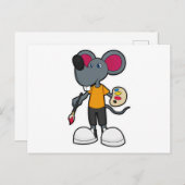 Muis als schilder met verf en penseel briefkaart (Voorkant / Achterkant)