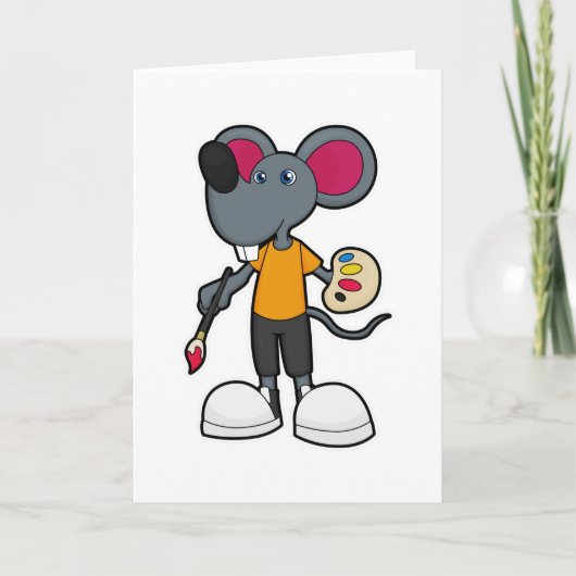 Muis als Schilder met Verf & Kwast Kaart (Voorkant)