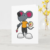 Muis als Schilder met Verf & Kwast Kaart (Gele Bloem)