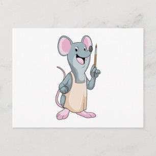Muis als schilder met verfkwast briefkaart