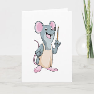 Muis als schilder met verfkwast kaart