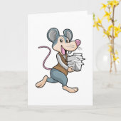 Muis als secretaresse met papier kaart (Gele Bloem)