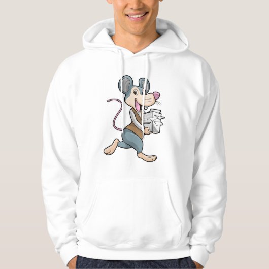 Muis als secretaris met papier hoodie (Voorkant)