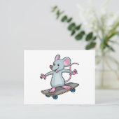 Muis als skater met skateboard briefkaart (Staand voorkant)