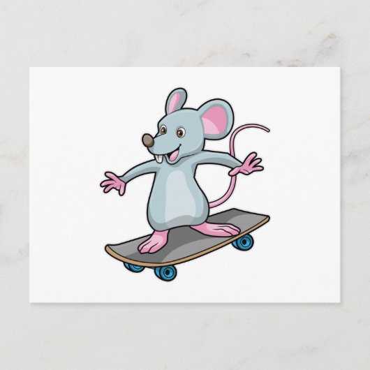 Muis als skater met skateboard briefkaart (Voorkant)