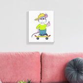 Muis als Skater met skateboard Canvas Afdruk (Insitu (Woonkamer))