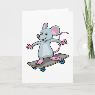 Muis als Skater met skateboard Kaart