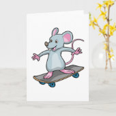 Muis als Skater met skateboard Kaart (Gele Bloem)