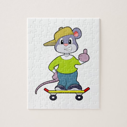 Muis als Skater met skateboard Legpuzzel (Verticaal)