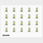Muis als Skater met skateboard Vierkante Sticker (Vel)