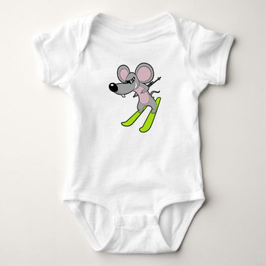 Muis als skiër met ski romper (Voorkant)