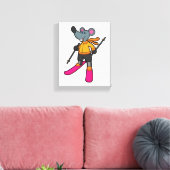 Muis als skiër met skiën canvas afdruk (Insitu (Woonkamer))
