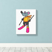 Muis als skiër met skiën canvas afdruk (Insitu (Houten vloer))