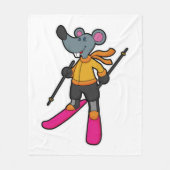 Muis als skiër met skiën fleece deken (Voorkant)