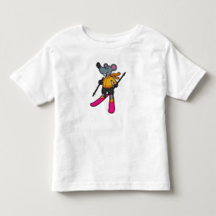 Muis als skiër met skiën kinder shirts