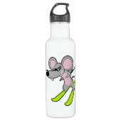 Muis als skiër met skiën waterfles  (Voorkant)