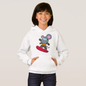 Muis als Snowboarder met Snowboard (Voorkant volledig)