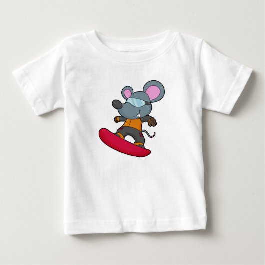 Muis als Snowboarder met Snowboard (Voorkant)