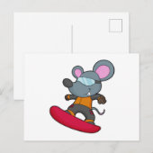Muis als Snowboarder met Snowboard Briefkaart (Voorkant / Achterkant)