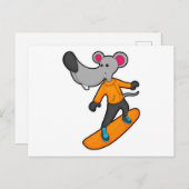 Muis als snowboarder met snowboard briefkaart (Voorkant / Achterkant)