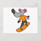 Muis als snowboarder met snowboard briefkaart (Voorkant)