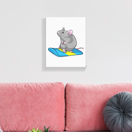 Muis als Snowboarder met Snowboard Canvas Afdruk (Insitu (Woonkamer))