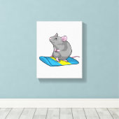 Muis als Snowboarder met Snowboard Canvas Afdruk (Insitu (Houten vloer))