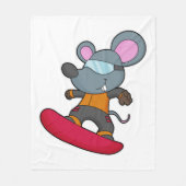 Muis als Snowboarder met Snowboard Fleece Deken (Voorkant)