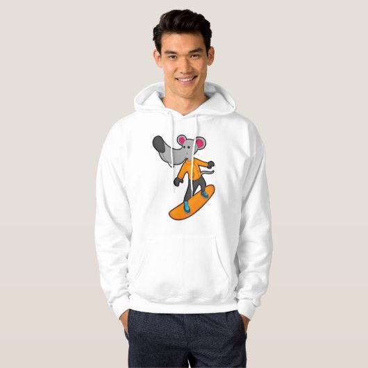 Muis als Snowboarder met Snowboard Hoodie (Voorkant volledig)