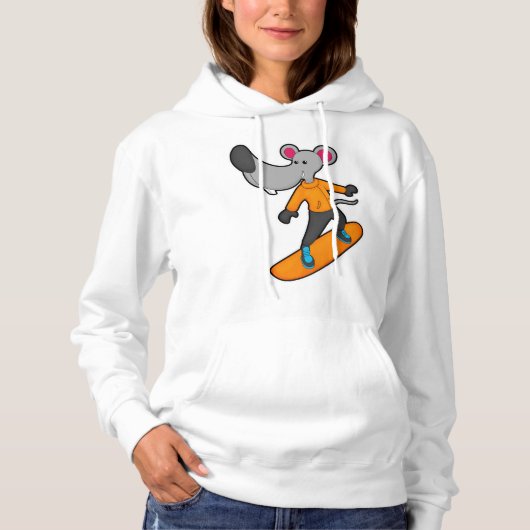 Muis als Snowboarder met Snowboard Hoodie (Voorkant)