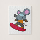 Muis als Snowboarder met Snowboard Legpuzzel (Verticaal)