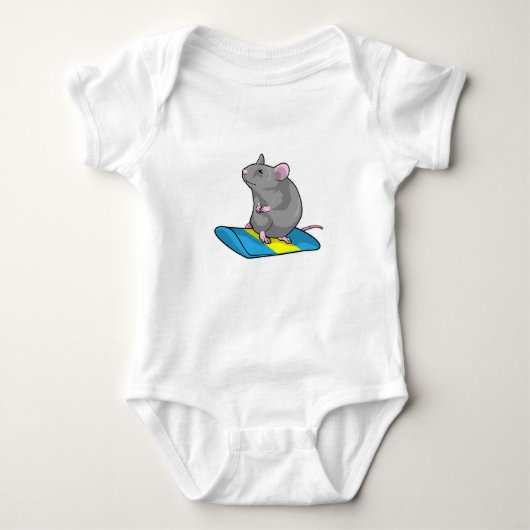 Muis als Snowboarder met Snowboard Romper (Voorkant)